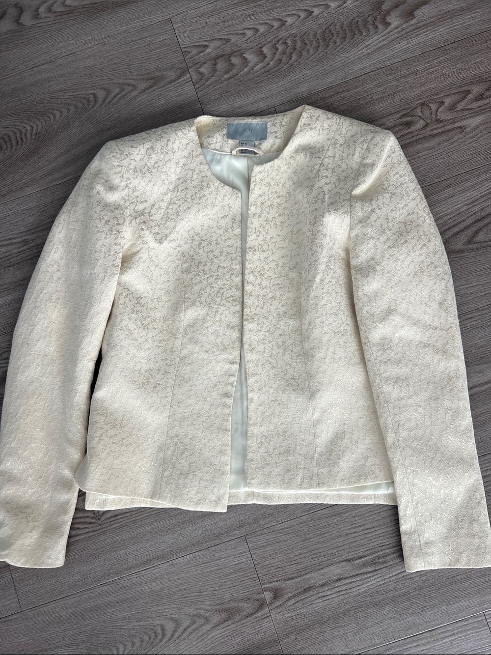 H&M Cream Textured Open-Front Blazer